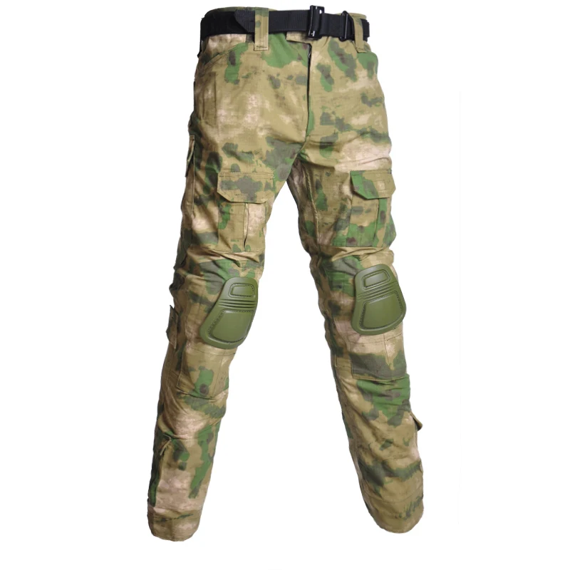 

HAN WILD Men Combat Pants with Knee Pads Airsoft Tactical Trousers Wear Resistant CP Hiking Camouflage Multi-pocket