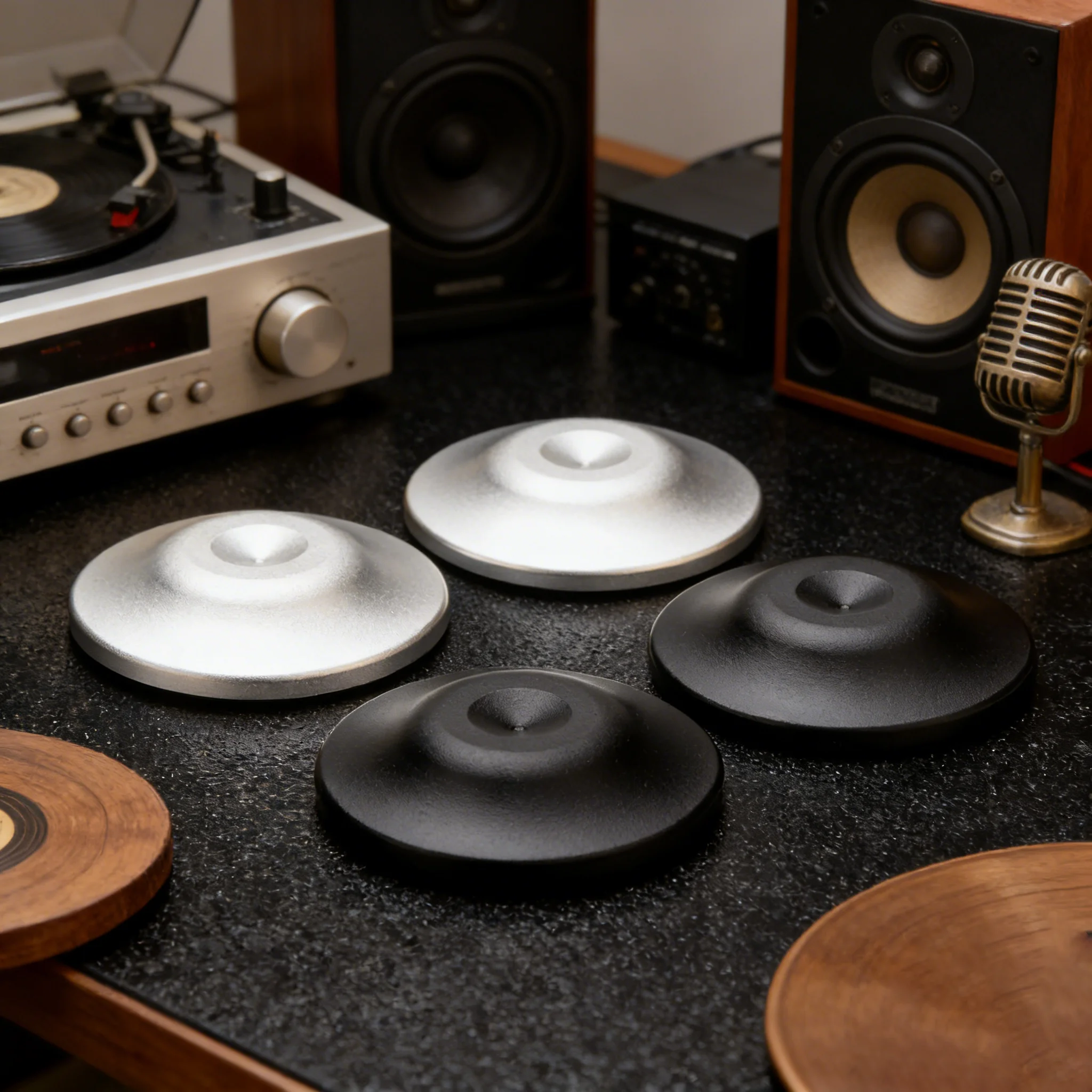 

4/8pcs Universal Speaker Stand black Pad 39mmX8.5m Spike Shock sliver Pad Insulation Footed Cone Base Mats Floor Disc Acoustic