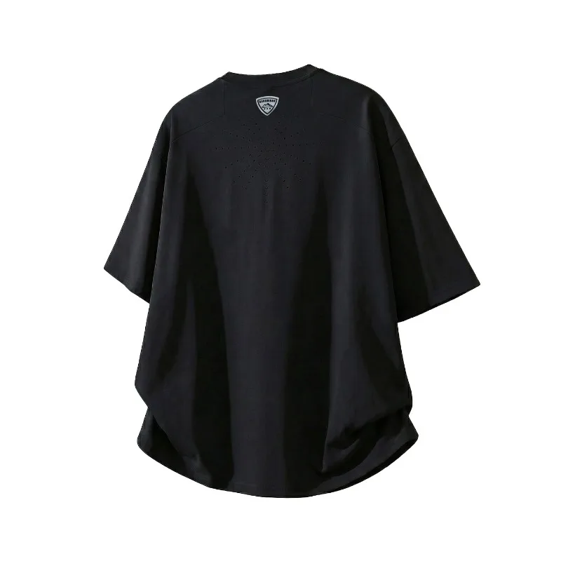 Light Outdoor Cool Breathable Running Sports T-shirt for Men Summer Thin Solid Color Loose Texture Casual Short-sleeved T-shirt