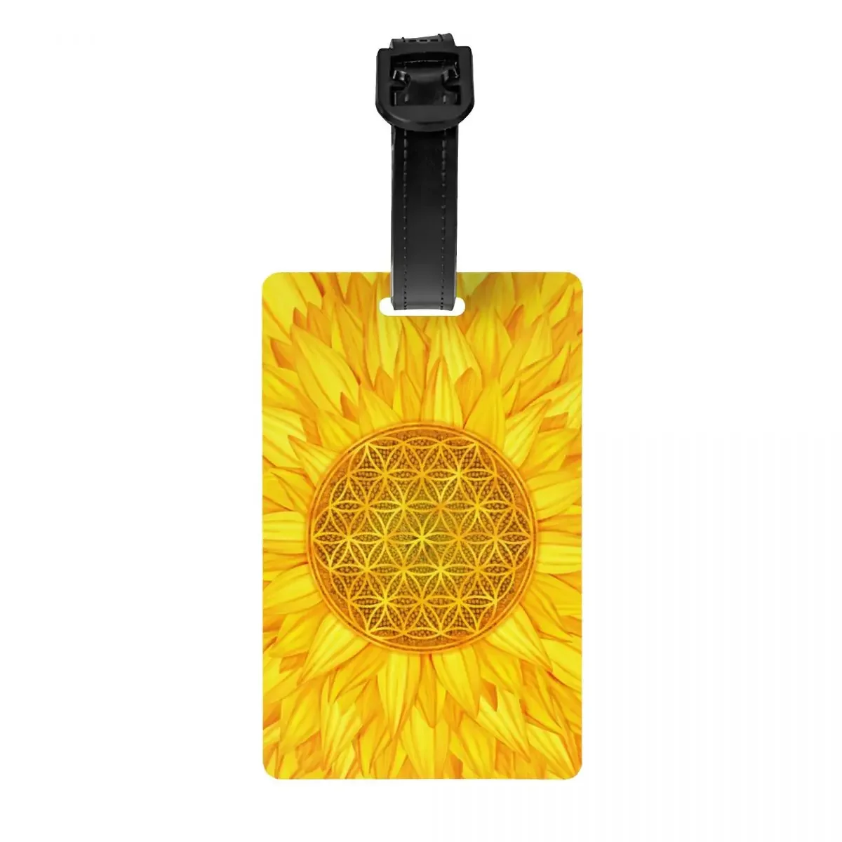 Flower Of Life Sunflower Luggage Tag for Suitcases Funny Baggage Tags Privacy Cover Name ID Card