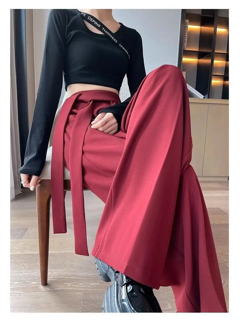 

High Waist Wide Leg Suit Pants for plus Size Women Casual Draped Style Polyester Fabric Summer New Arrival Slimming Effect