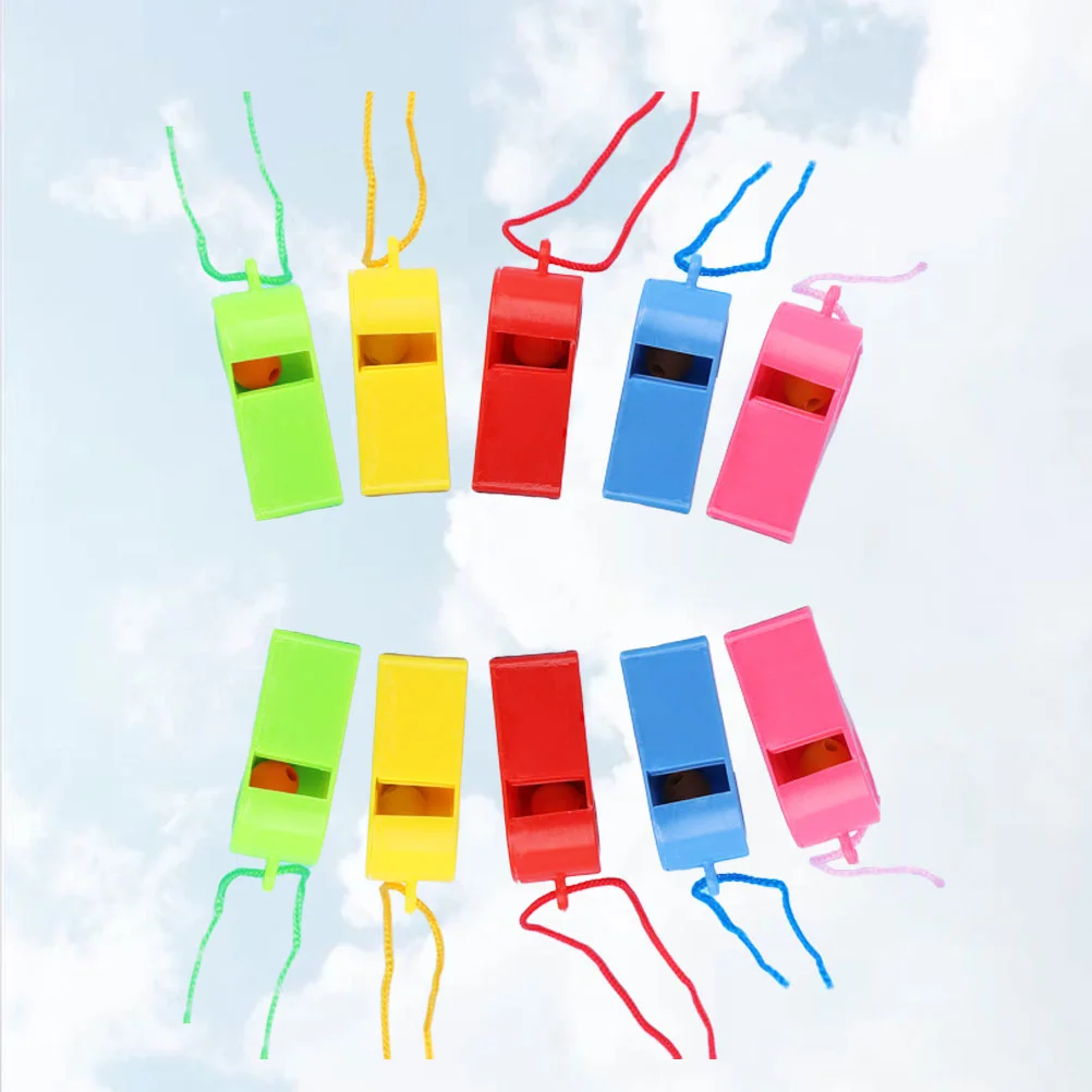 

24Pcs Plastic Whistles Colorful Kids Toy Random Color Rope for Party Games Festivals Cheerleading Referee Team SportsSouvenir
