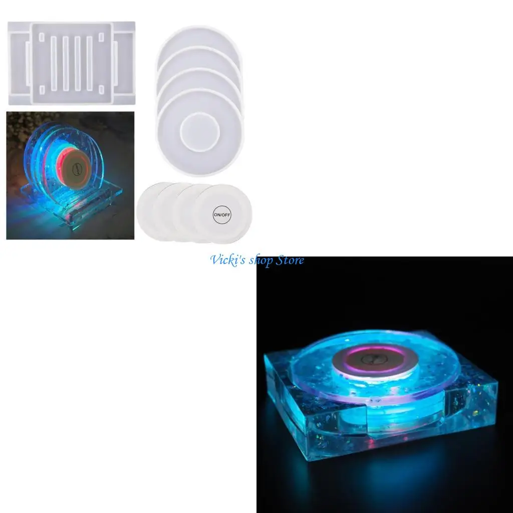 

Светящаяся подставка для подставки из эпоксидной смолы, коврик для чашки, силиконовая форма, сделай сам, украшения для дома, для