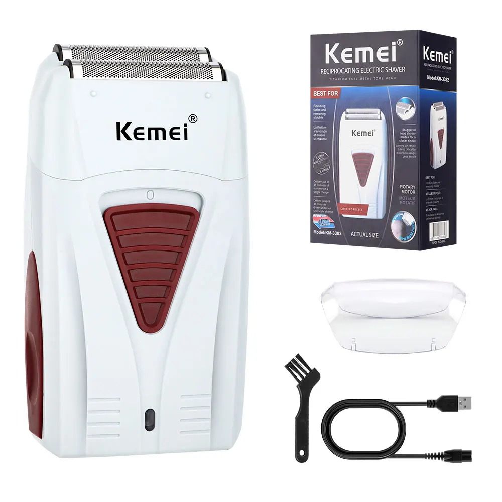 

Kemei KM-3382 Men's Electric Shaver USB Charging Shaving Machine Cordless Shaver Male Professional Hair Clipper Shaved Head