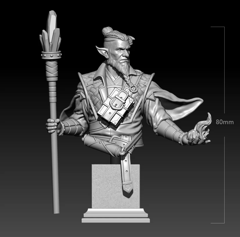 1/18 80mm Resin Model Elf Male Warrior Bust Figure Sculpture Unpainted Unassembled RW-861B