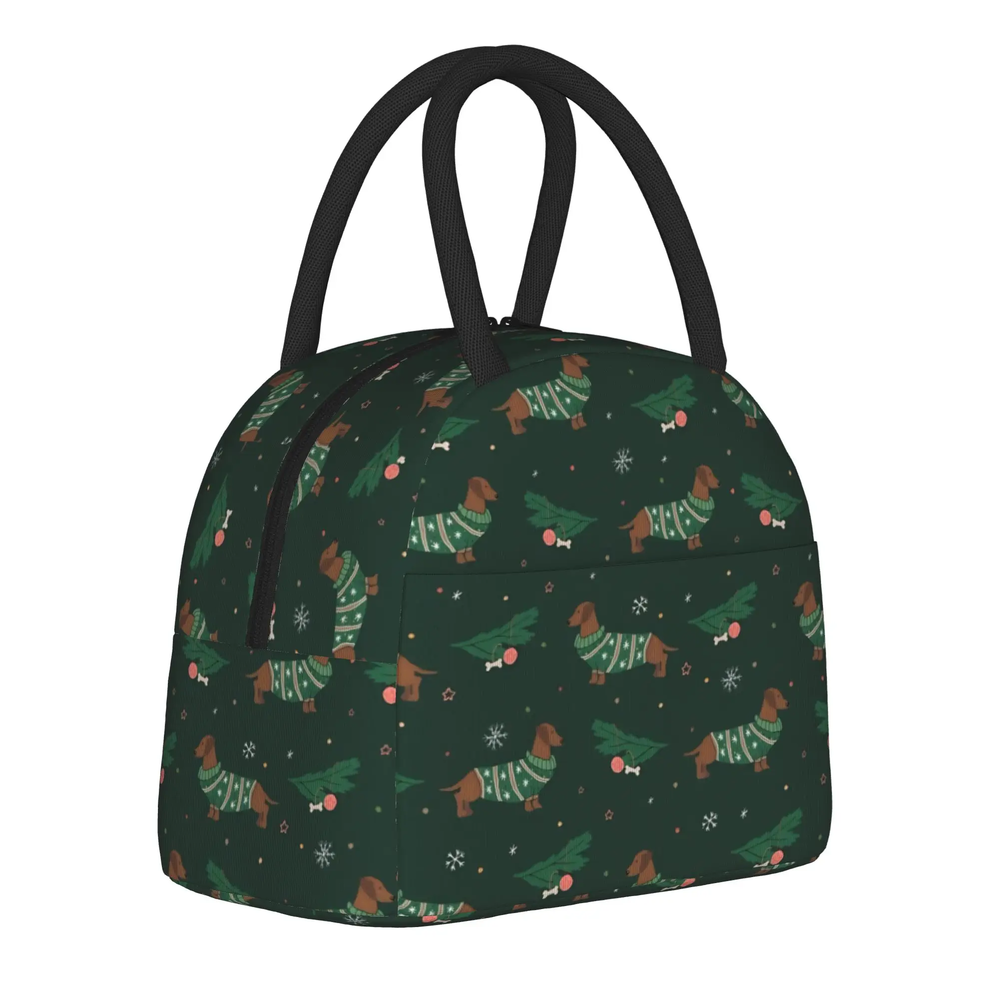 Christmas Dachshund Insulated Lunch Bag Large Dogs Animal Reusable Cooler Bag Tote Lunch Box Beach  Outdoor Girl Boy