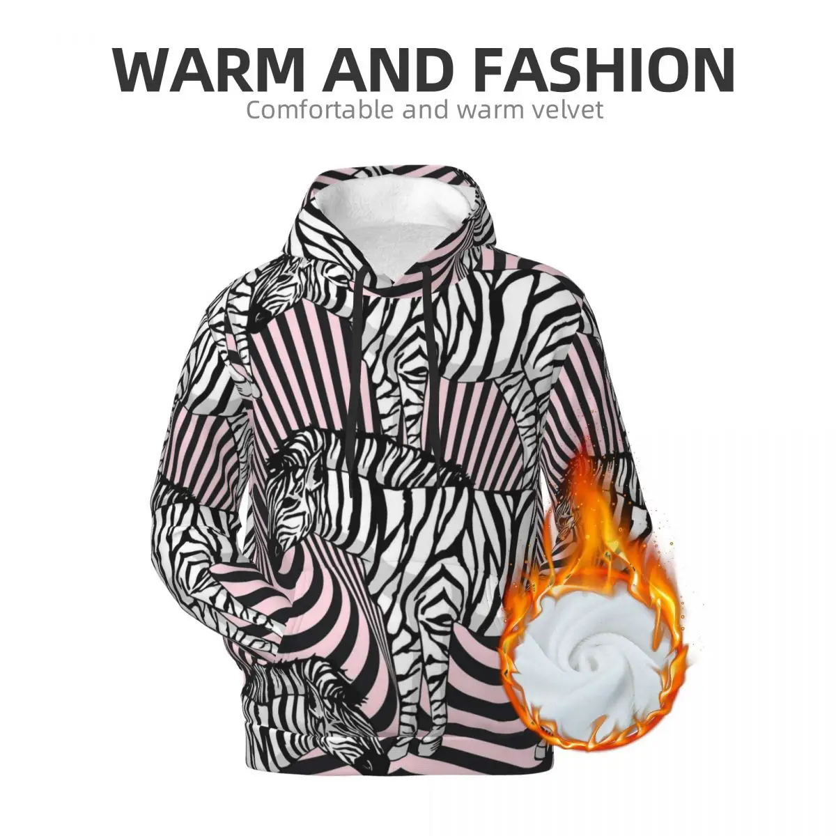 Zebra Print Streetwear Hoodies Spring Trendy Abstract Stripes Hip Hop Hoodie Male Oversized Loose Custom Warm Hooded Sweatshirts