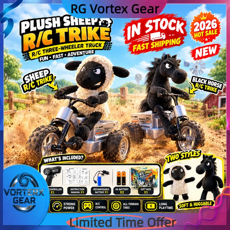 【In Stock】New Little Sheep Black Horse Remote Control Car Three Wheel Motorcycle Charging Dynamic Lighting Trick Drift Car Toy