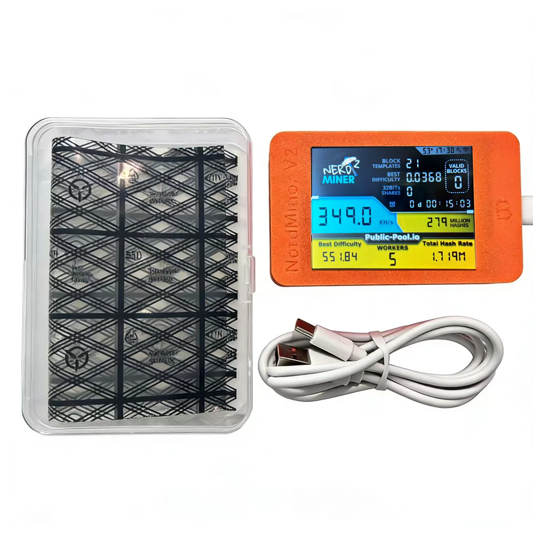 

NMMiner NerdMiner V2 Hashrate Lucky Miner ESP32 2.8 inch Smart Display Crypto Solo Lottery 350KH/s Bitcoin | orange