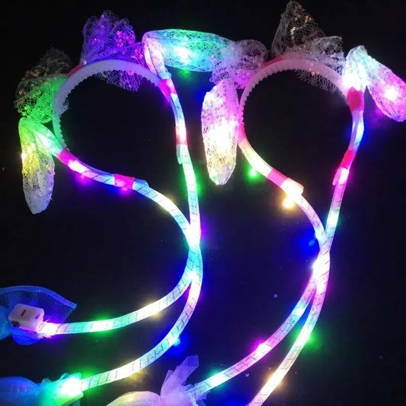 Luminous LED Rabbit Ears Hat for Kids and Adult,Hand Pinch Hat, Moving Ears,Festive Atmosphere,Funny Small Gift,Cute,10Pcs