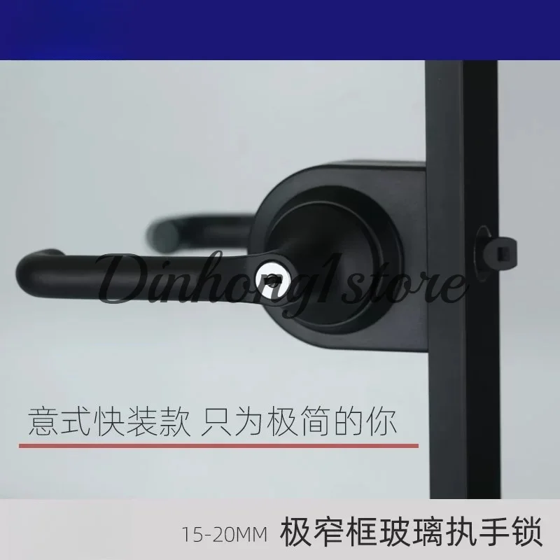 Titanium aluminum magnesium alloy bathroom door very narrow frame kitchen toilet casement door black glass handle door lock