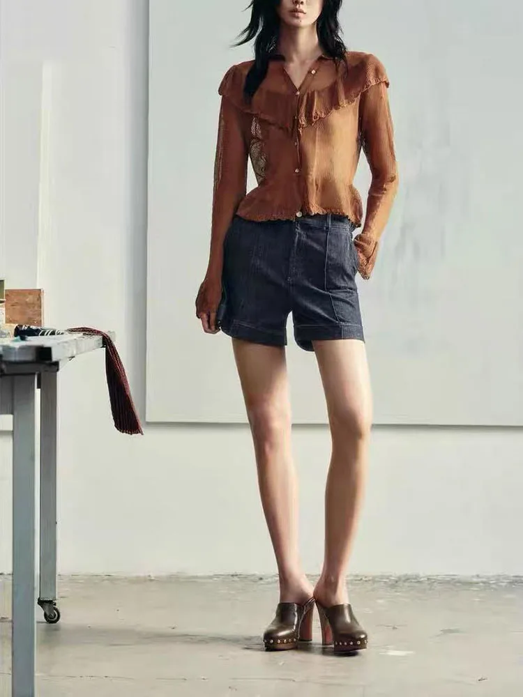 

Romantic Sle Knitted High Collar Women's Outerwear Me Eyelet 2025 Autumn New Arrival Long Sve Regular Length Cardigan