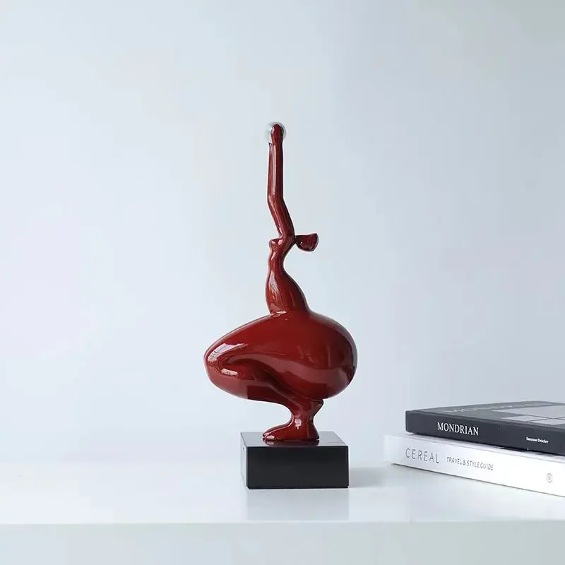 Creative red yoga girl modeling character ornament resin modern living room villa model room hotel soft decoration