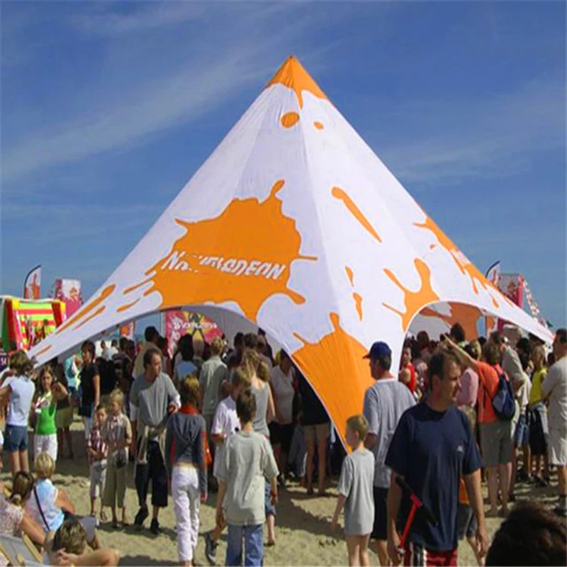 

Custom Outdoor Large Single double Pole peak Camping Spider Tent Beach Party Events Star shaped Canopy Tent