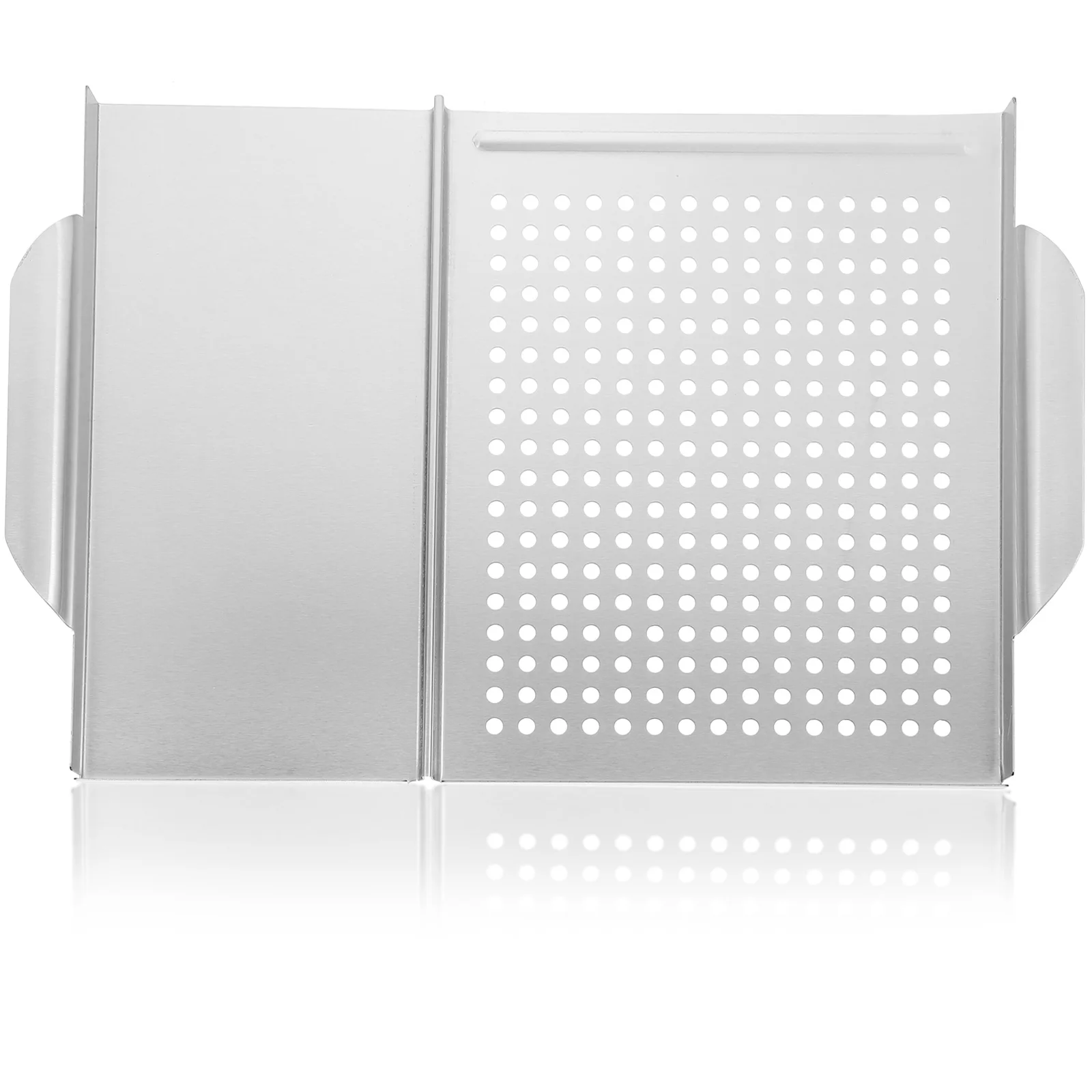 

Square Stainless Steel Bbq Plate Dual Handle Non-Stick Grilling Pan Portable Barbecue Accessories 2-in-1 Grill Plate