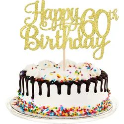 1 Pack Gold happy 60th birthday cake topper,Hello 60, Cheers to 60 Years,60 & Fabulous Party Decoration