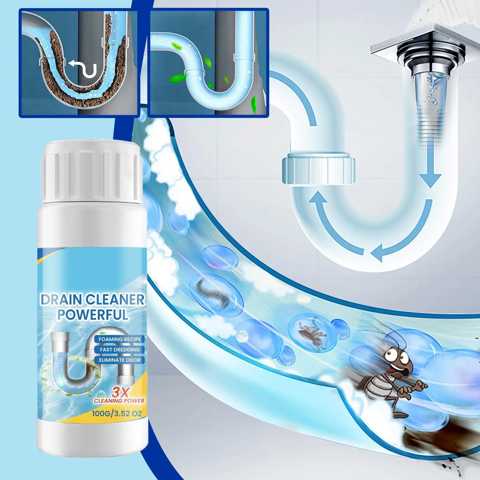 100g Sewer Pipe Unclogger Liquid Drain Cleaner for Bathroom Toilet Home Restaurant Hotel Workplace Use