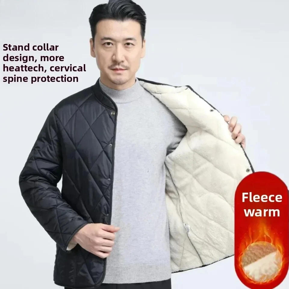 

Thickened Lamb Velvet Jacket Men's Cotton Coat Winter Warm Fleece Lined Large Size Dad Winter Clothes Cotton Jacket