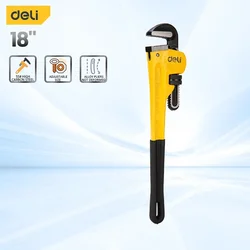 Deli Heavy Duty Pipe Wrench for Pipe Maintenance Industrial Solid Aluminum Pipes Wrench Adjustable 90° Bent Nose Pipes Wrench