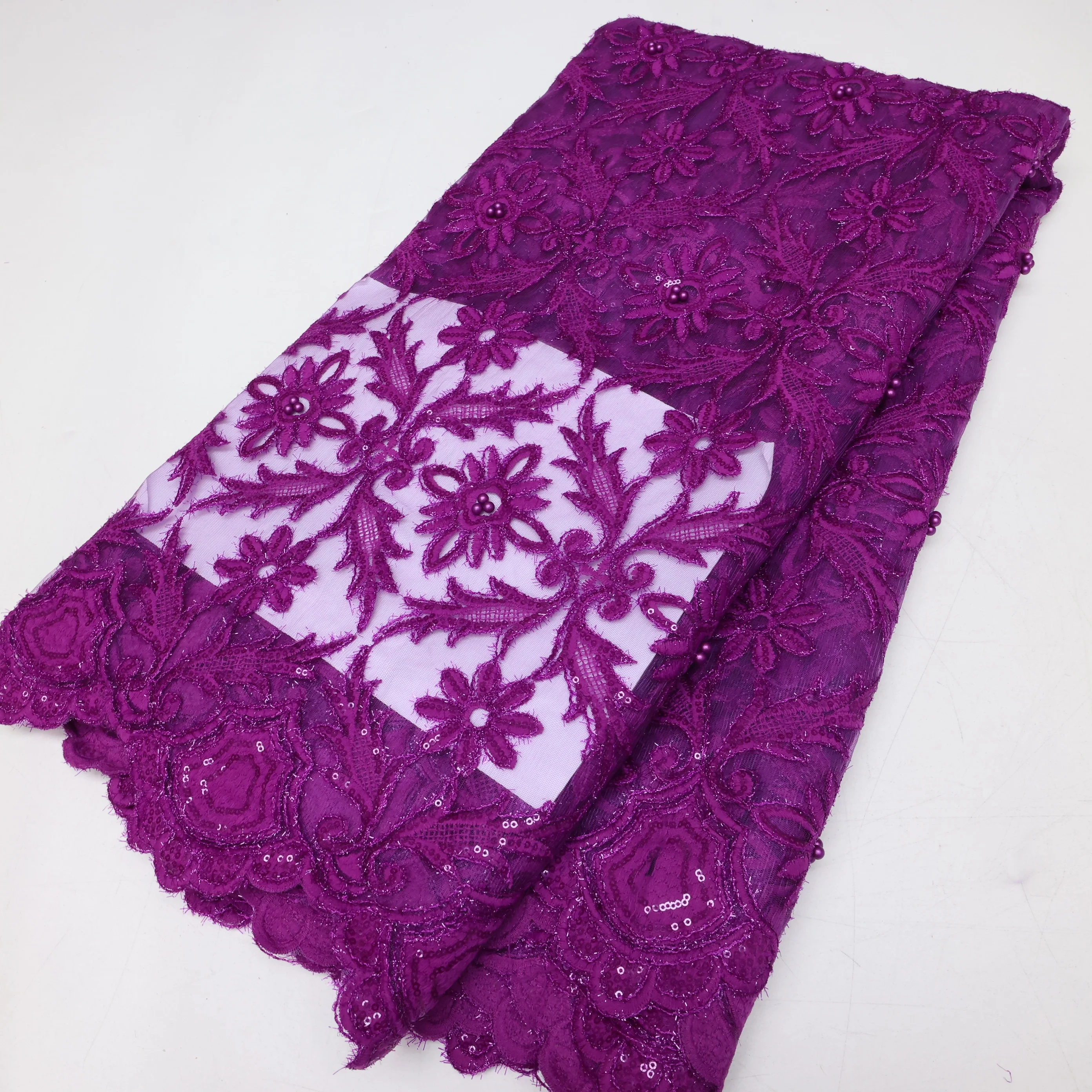 

Clearance sale African Lace Fabric Sequins Nigerian Tulle Lace Fabric Sequins High Quality For Diy Party Dress Sewing