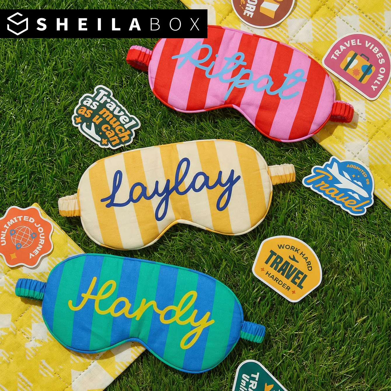 Antifaz para Dormir Suave Sheilabox, Personalizado con Iniciales de Diamantes, Antifaz Opaco con Correa Ajustable, Set de Antifaz y Scrunchie, Los Mejores Regalos
