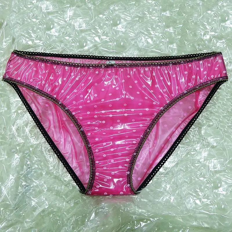 

Pink Sheer White Porcha See Through Man Mid -Waist Brief Pants T- pants Waterproof Sexy Costumes Private Party