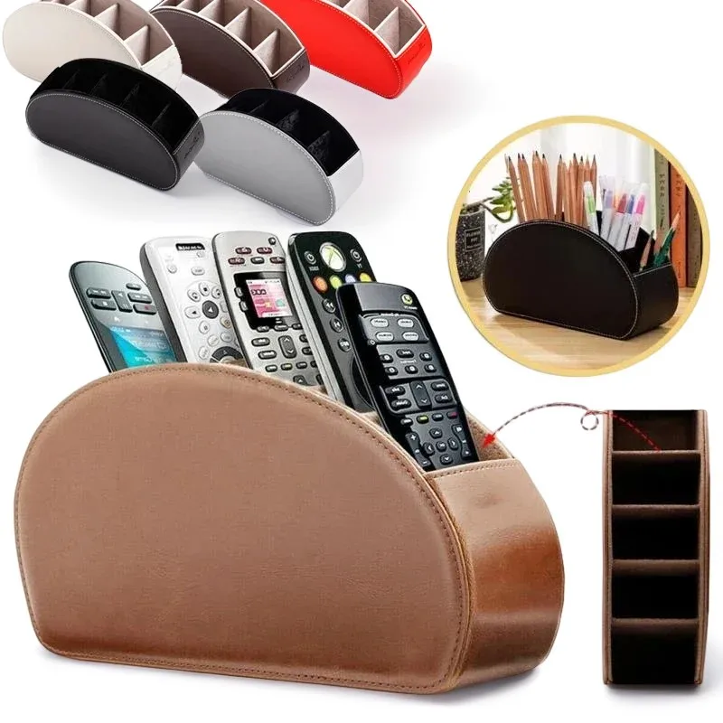 5 Grid Pu Organizer Box Leather Remote Control Phone And TV Holder Desk Storage Cosmetics Brush Home Storage Holders For Sofa