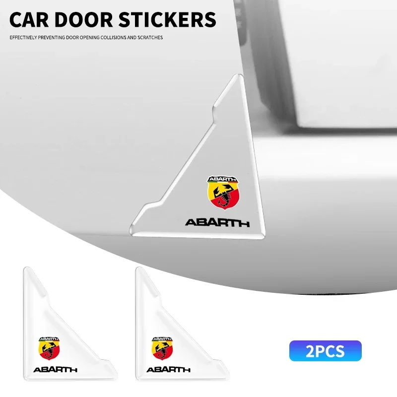 2PCS Transparent Car Door Corner Anti-collision Covers Stickers For Abarth Freemont Strada 500x Grande Punto Ducato Stilo Palio
