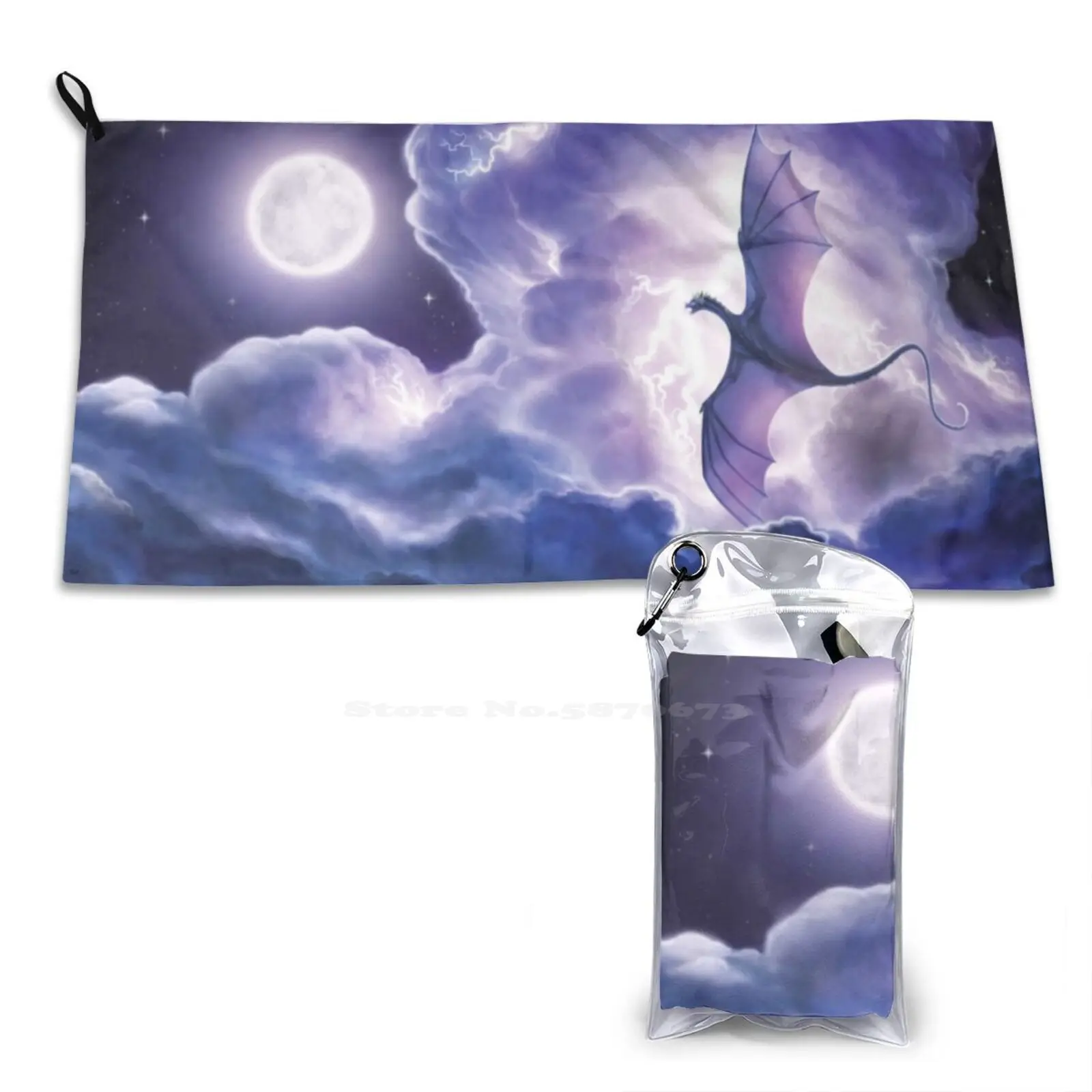 Lightning Dragon-Riding The Electric Breeze Custom Soft Bathroom Towels Home Outdoor Purple Dragon Epic Dragon Classic Dragon