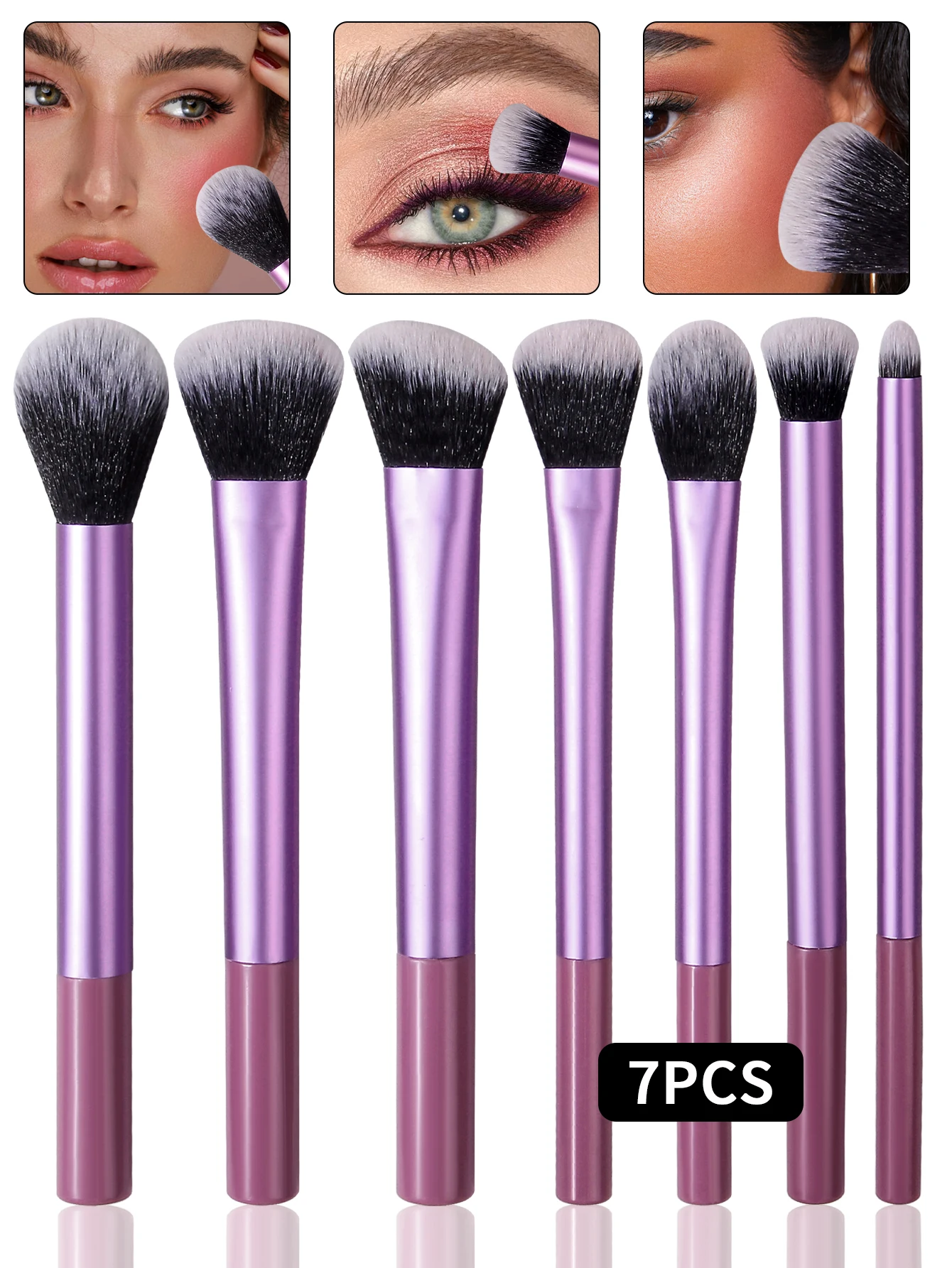 2025 New 7-piece makeup brush set:High-quality synthetic bristles,loose powder brush,blush brush,eyeshadow brush,concealer brush