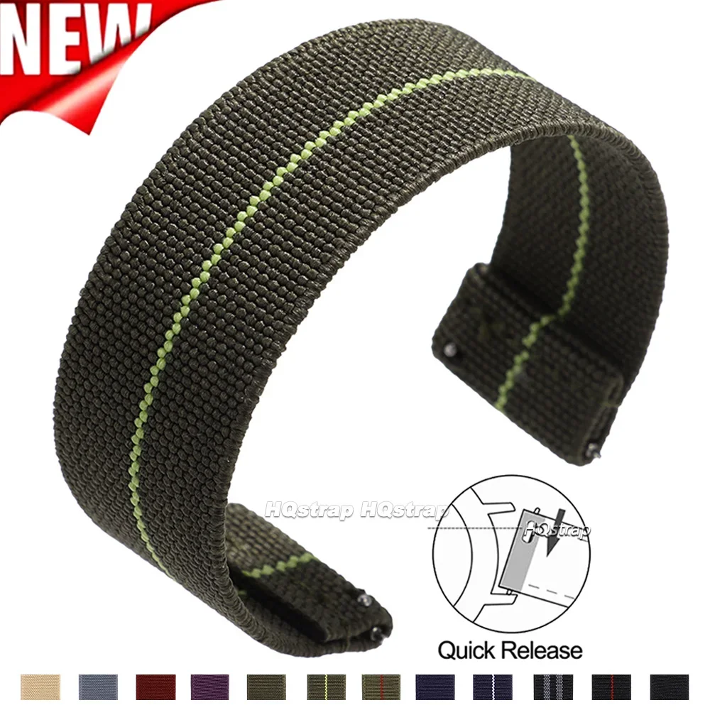 Elastic Nylon Watch Strap 18mm 20mm 22mm Universal Bracelet Quick Release Wristband Sport One-Piece Fabric Wristband Accessories