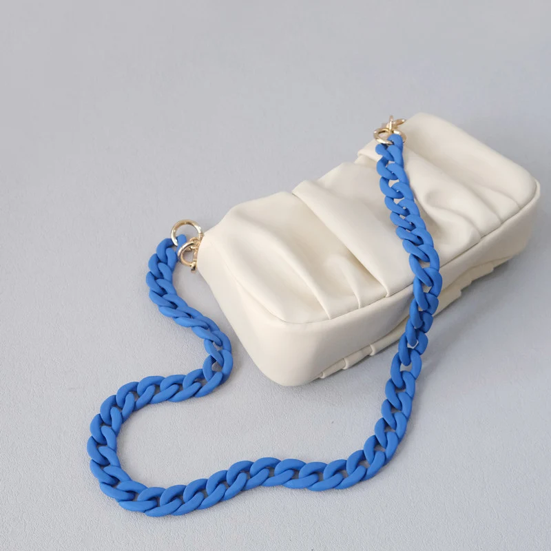 New Fashion Woman Handbag Accessory Chain Matte Cute Blue Resin Bag Chain Frosted Strap Women Clutch Shoulder Handle Purse Chain