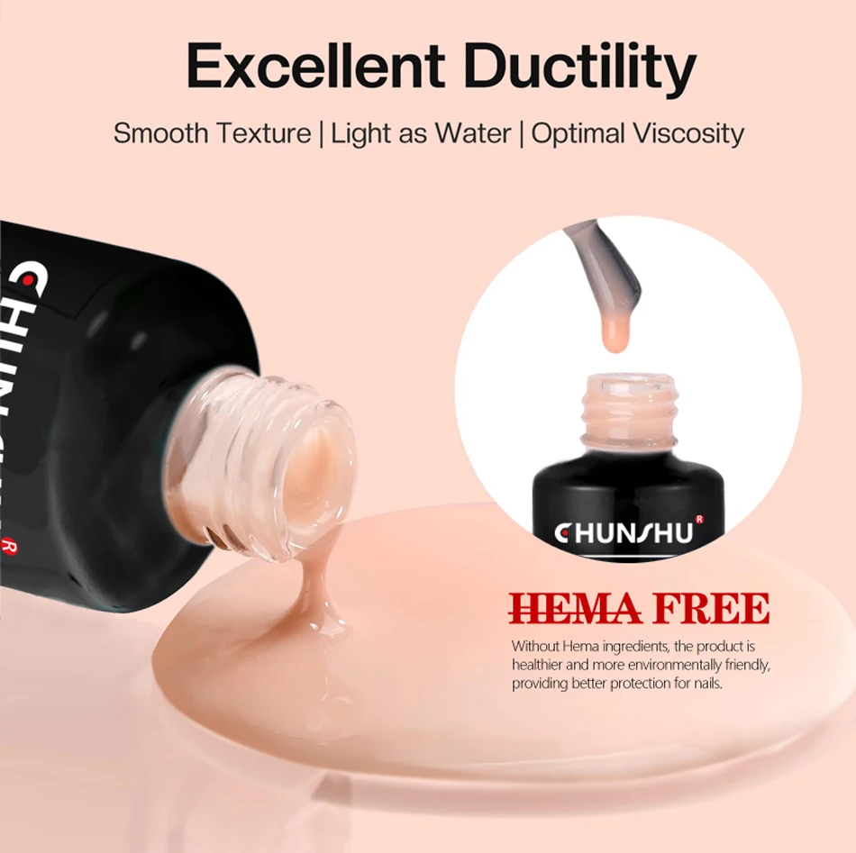 CHUNSHU Hema FREE Construction UV Gel 18 ml Builder Nagelgel in einer Flasche Semi Permanent Thick Rubber Base Gel Extension Nails Art – Detail 4
