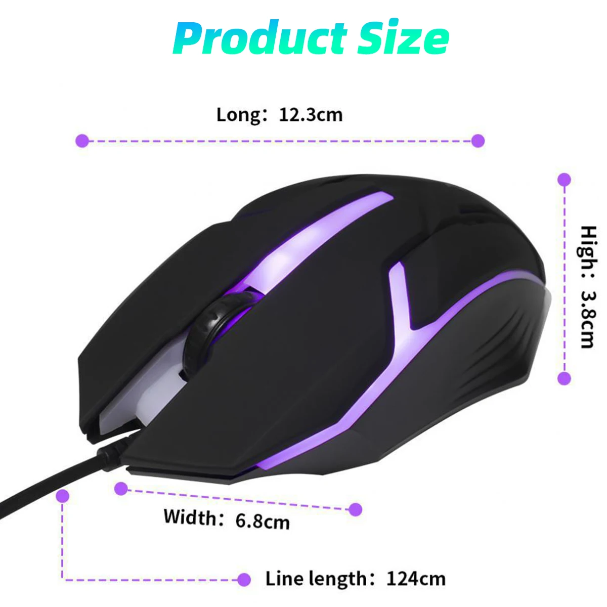 เมาส์ USB แบบมีสายสำหรับเล่นเกม1600 DPI ออปติคอล3ปุ่มเมาส์สำหรับคอมพิวเตอร์แล็ปท็อปคอมพิวเตอร์ E-Sports เมาส์แบบมีสาย1.2เมตรเมาส์แบบมีสายสำหรับเล่นเกม