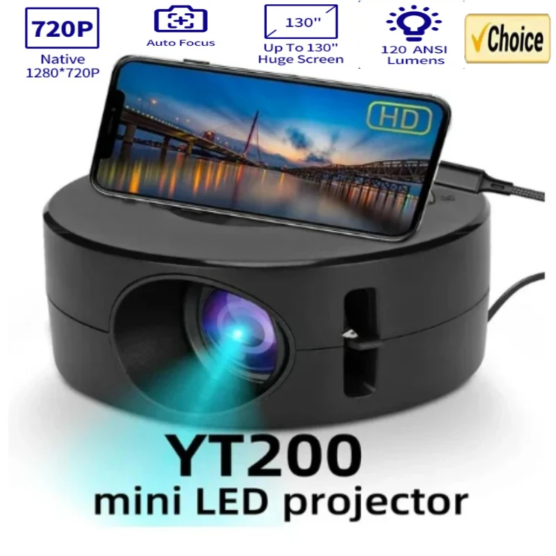 Projecteur intelligent YT200, mise au point automatique, Android, LED, HD, Prodefait ou prend en charge le décodage, vidéos 1080P, home cinéma, extérieur, portable