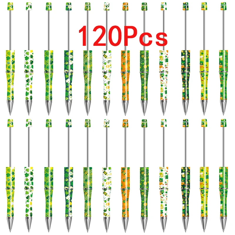 

120Pcs Beaded Ballpoint Pen Four-leaf Clover Bead Pens Plastic Ball Pens Student School Office Supplies for Kids