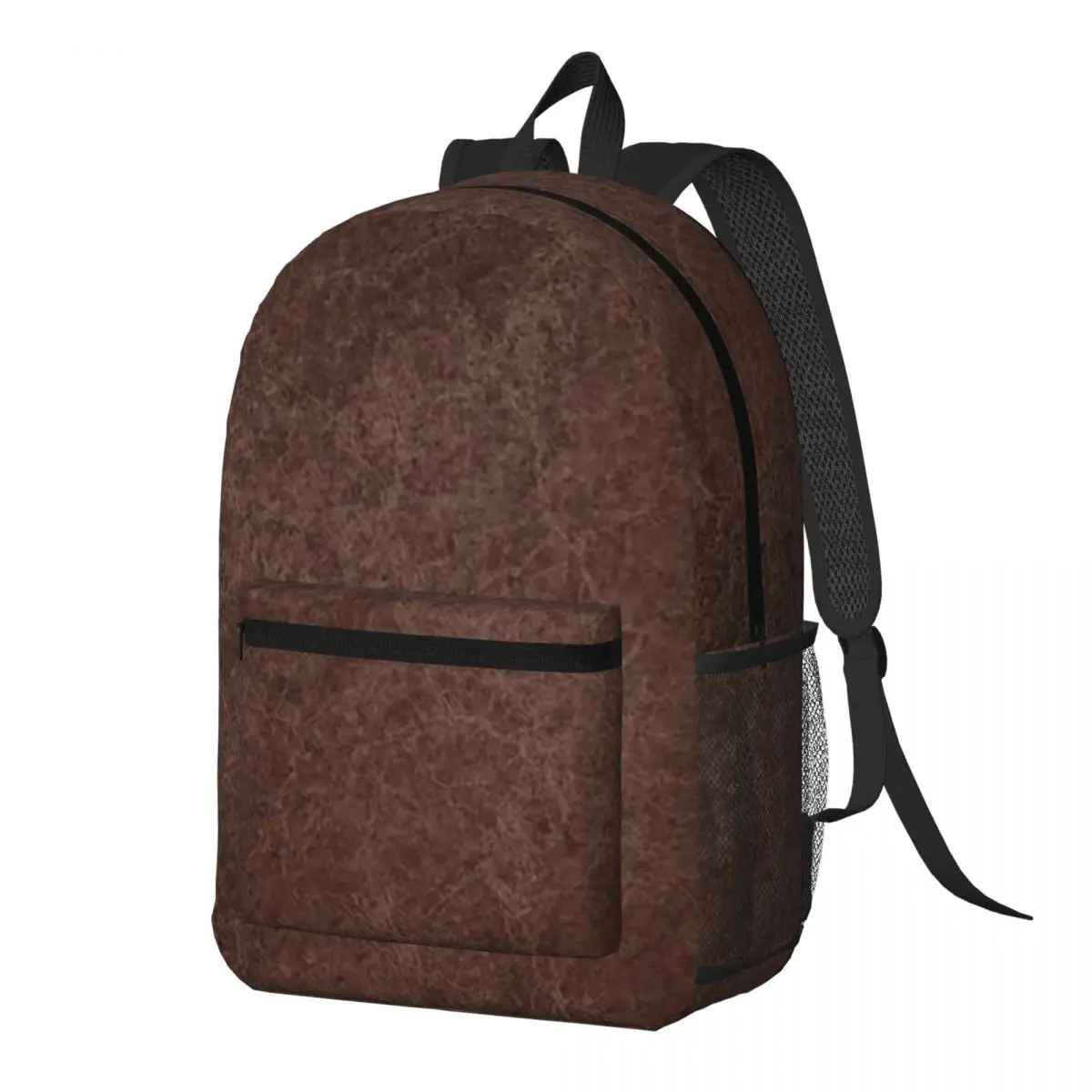 Brown Leather Vintage Textures Pattern Backpack Daypack Large Capacity Children BookBag School Bag Shoulder Bags for Men Women