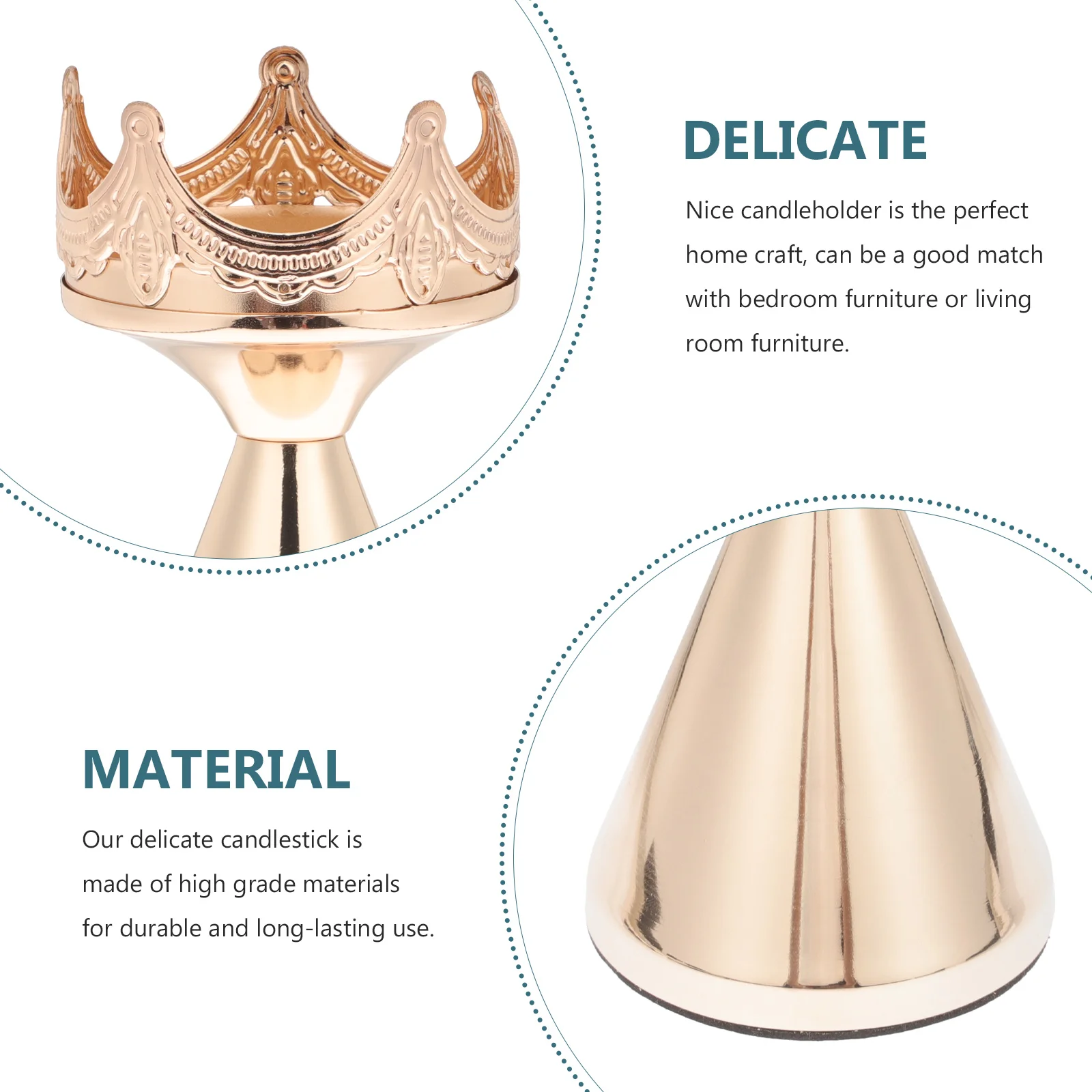 

Exquisite Metal Crown Candlestick Decorative Tabletop Candleholder For Home Party Wedding Iron Craft Sticks Elegant