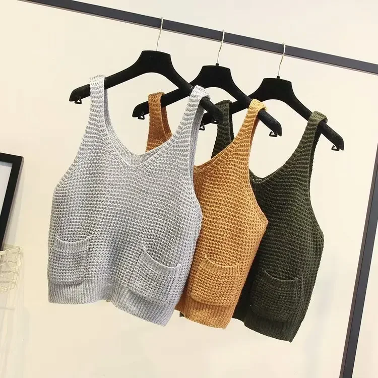 

Autumn Winter Women Sweater Sleeveless Vest Cotton Knitting Female Clothes
