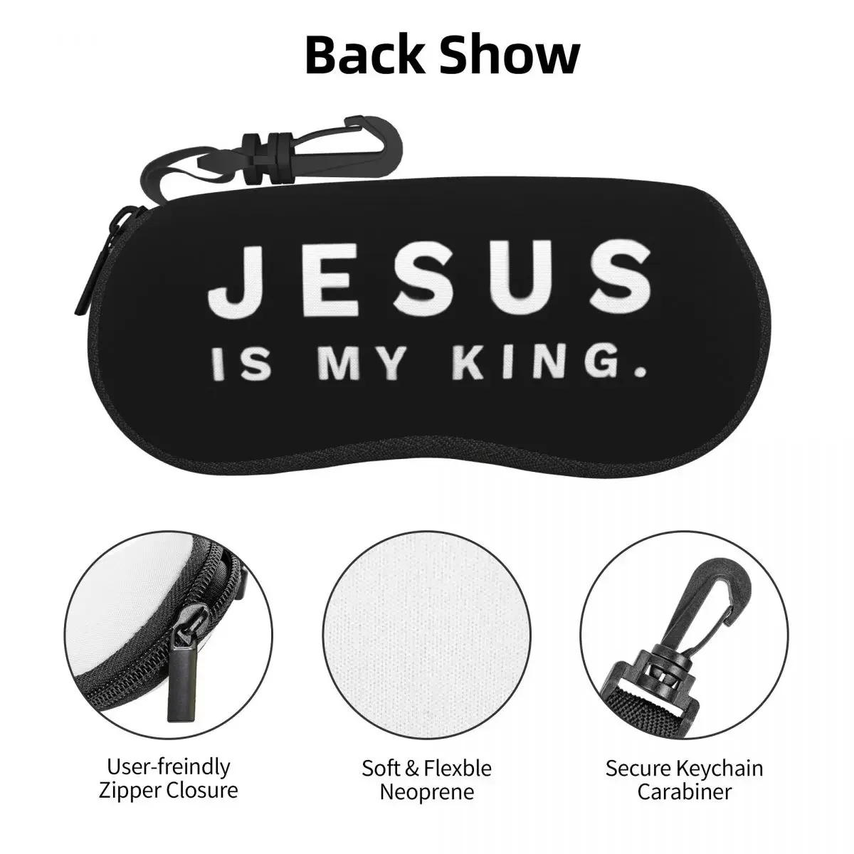 Custom Jesus Is My King kacamata hitam Soft Case My King Faith Christian God cangkang kotak pelindung kacamata untuk kacamata