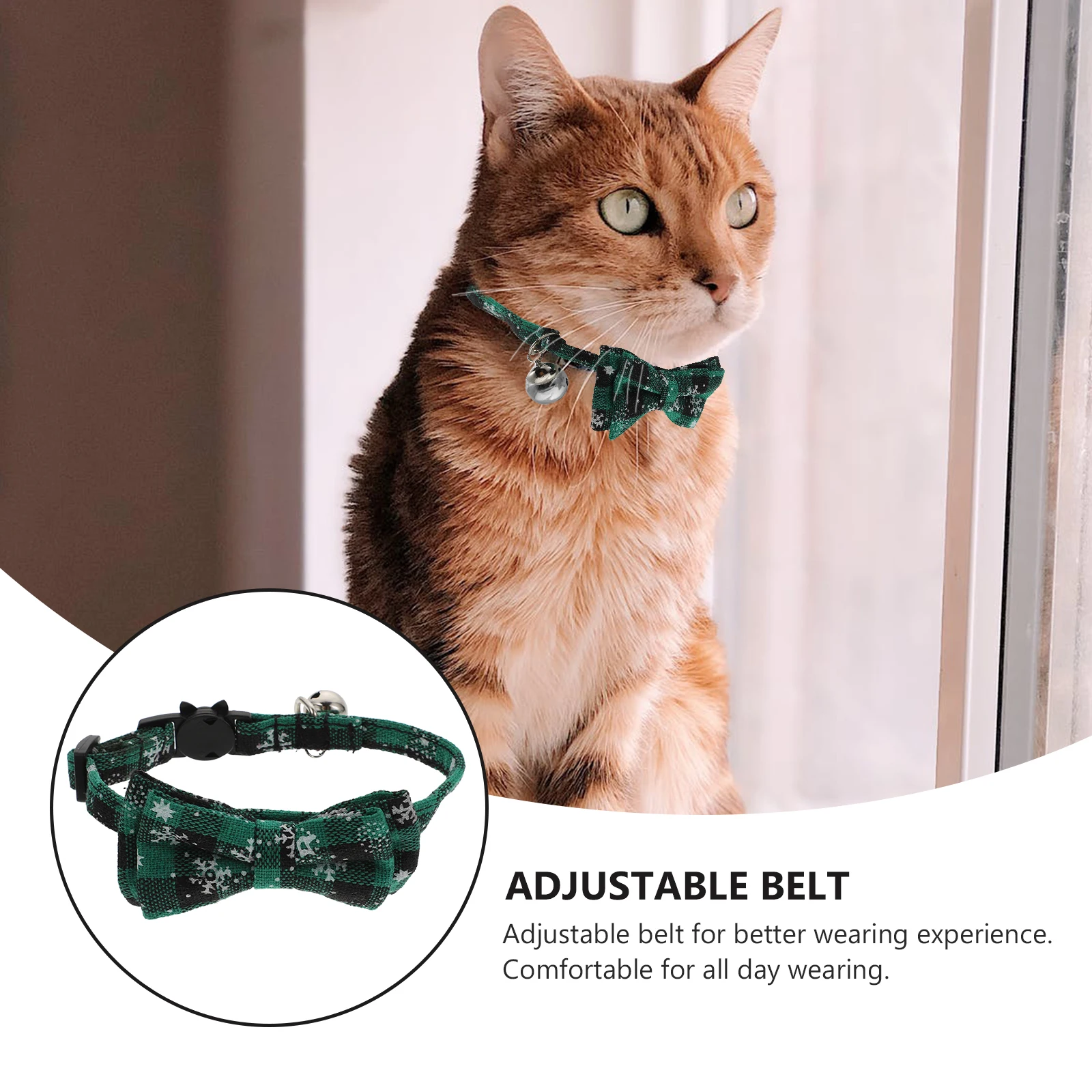 

1Pcs Christmas Cat Collars Adjustable Pet Bowknot Collar for Cats Dogs Decorative Holiday Party Accessory Lightweight Safe