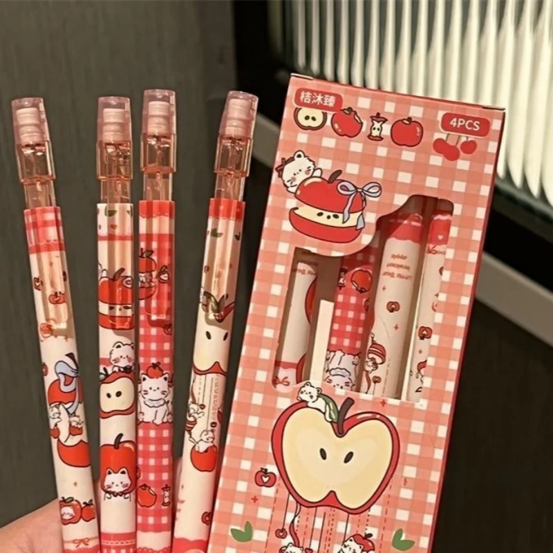 4Pcs 0.5mm Mechanical Pencils With Eraser Smooth Writing Erasable Automatic Pencil School Office Supplies Student Stationery