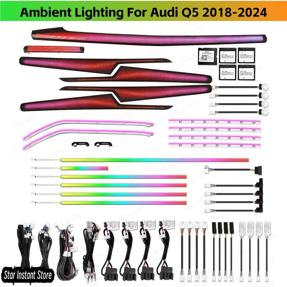 

Upgrade Short-wheelbase Version Led Car Interior Ambient Light Decoration for Audi Q5 2018-2024 Atmosphere Strip Accessories