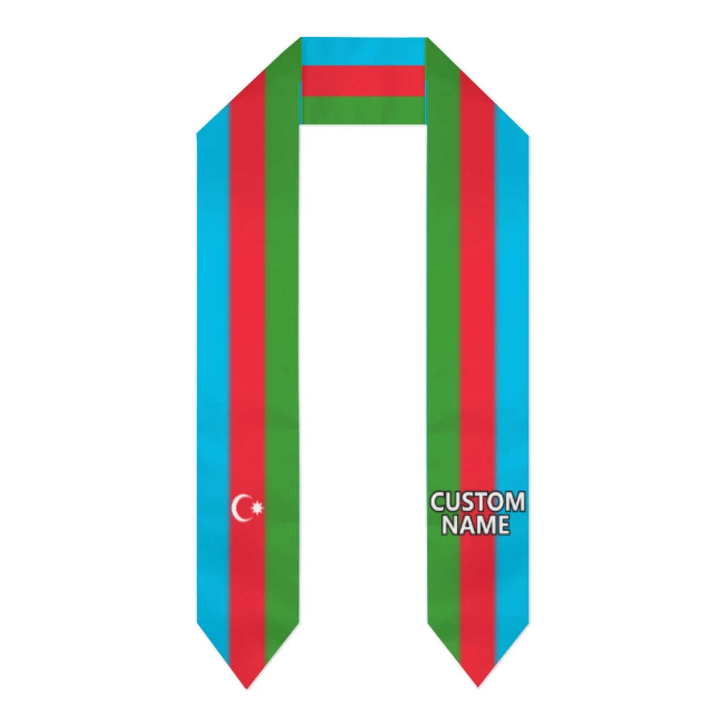 Custom Name Azerbaijan Flag Scarf Graduation Sash Stole International Study Abroad Adult Unisex Party Accessory