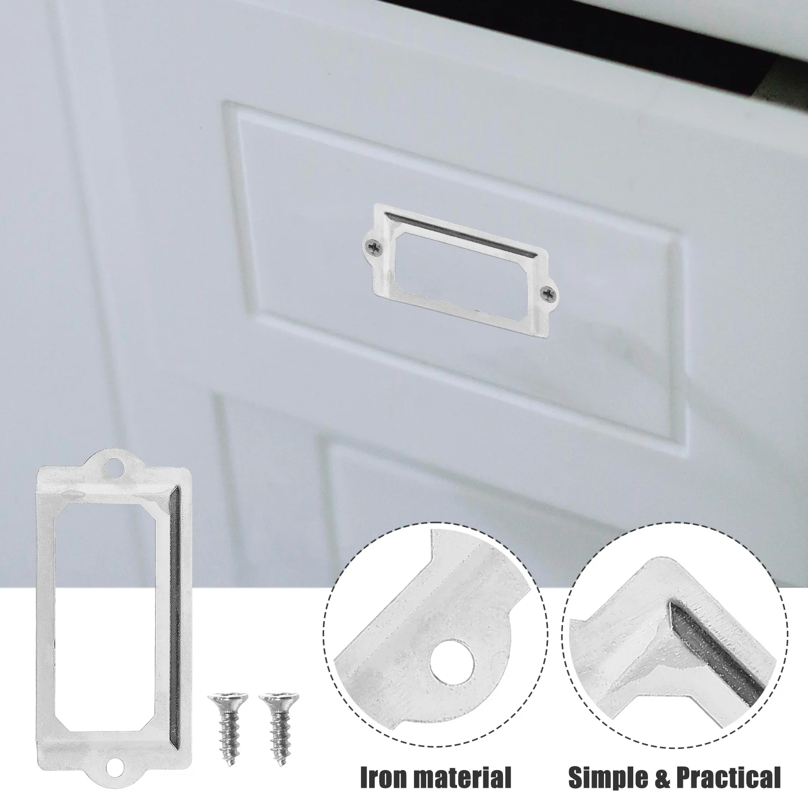 1Set Retro Drawer Label Card Holders Metal Cabinet Name Tag Frames Drawer Labels Label Holder File Name Card Holder