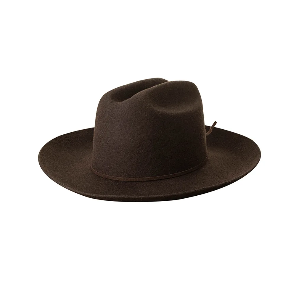 Autumn Winter New Style Tie Decor Wool Wide Brim Jazz Hat Outdoor Shopping Concave Shape Felt Hat Trendy