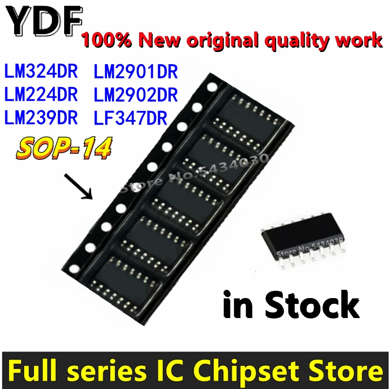 (10pcs) 100% New LF347DR LM224DR LM239DR LM2901DR LM2902DR LM324DR LF347 LM224 LM239 LM2901 LM2902 LM324 324 SOP14 SOP-14 SMD IC