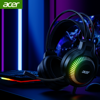 Acer OHW303 Headsets Gamer 7.1 Stereo Virtual Surround Bass Earphone Gaming Headphone with Mic LED Light for Computer PC Gamer