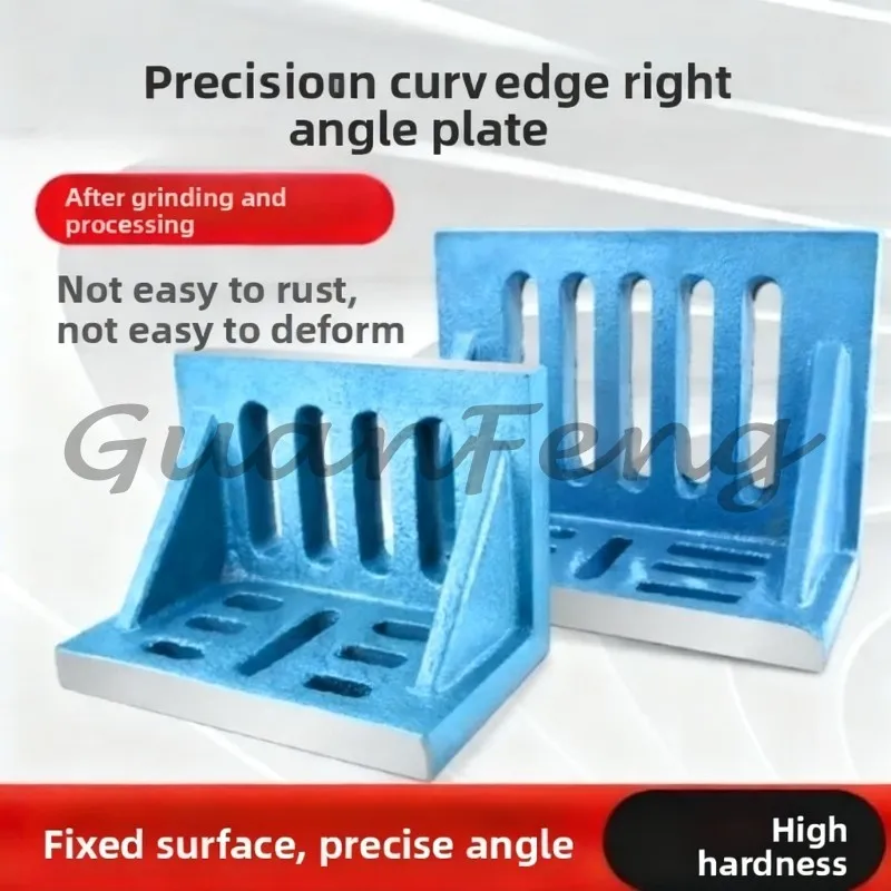 90° L Shape Cast Iron T-Slotted Angle Plate, Right Angle Work Fixture for Milling Machine Inspection Setup