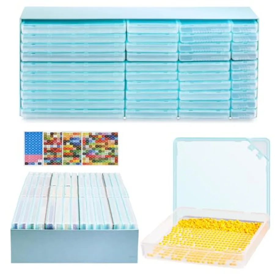 

60 PCS Diamond Art Storage Trays Kits 2-in-1 Diamond Art Accessories with Lids for Diamond Arrangement and Storage